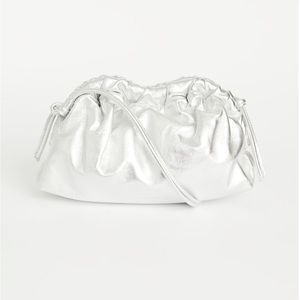 Mansur Gavriel Cloud Clutch Mini Metallic Silver NWOT